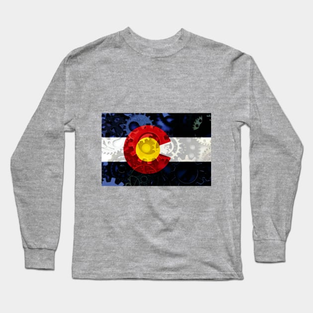 Flag of Colorado - Gears Long Sleeve T-Shirt by DrPen